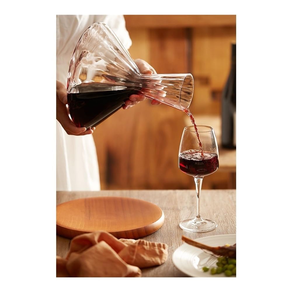birene Decanter Decanter for Vino Rotante autobilanciante Aeratore for Bicchieri a Coste Verticali Cene in casa Degustazione