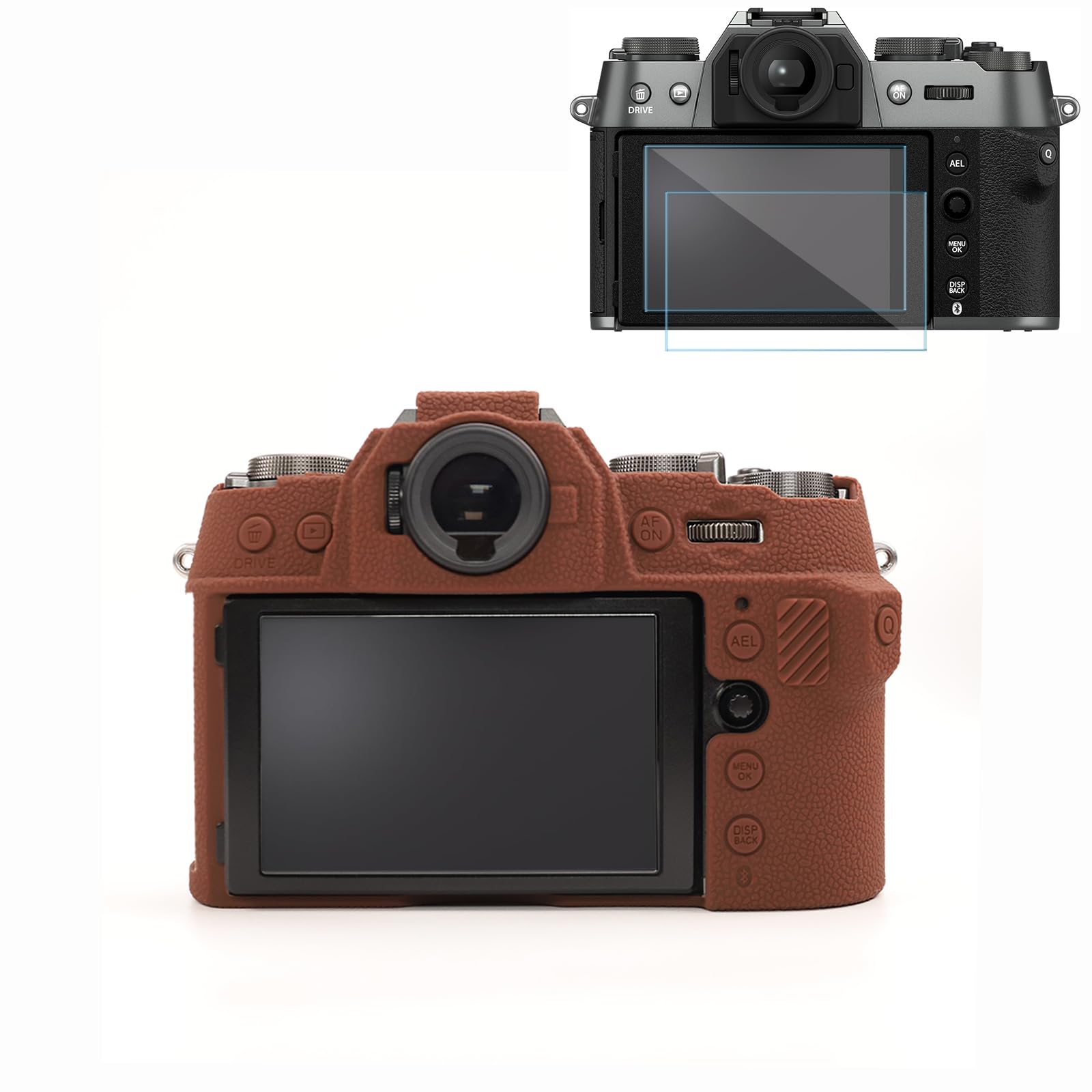 Frevyve Case for Fujifilm X-T50 Body Camera, Skin, Anti-Scratch, Lightweight Sleeve, Fuji XT50 Soft Silicone Rubber Protective Case Cover for Fujifilm XT50 Camera Accessories (Brown)