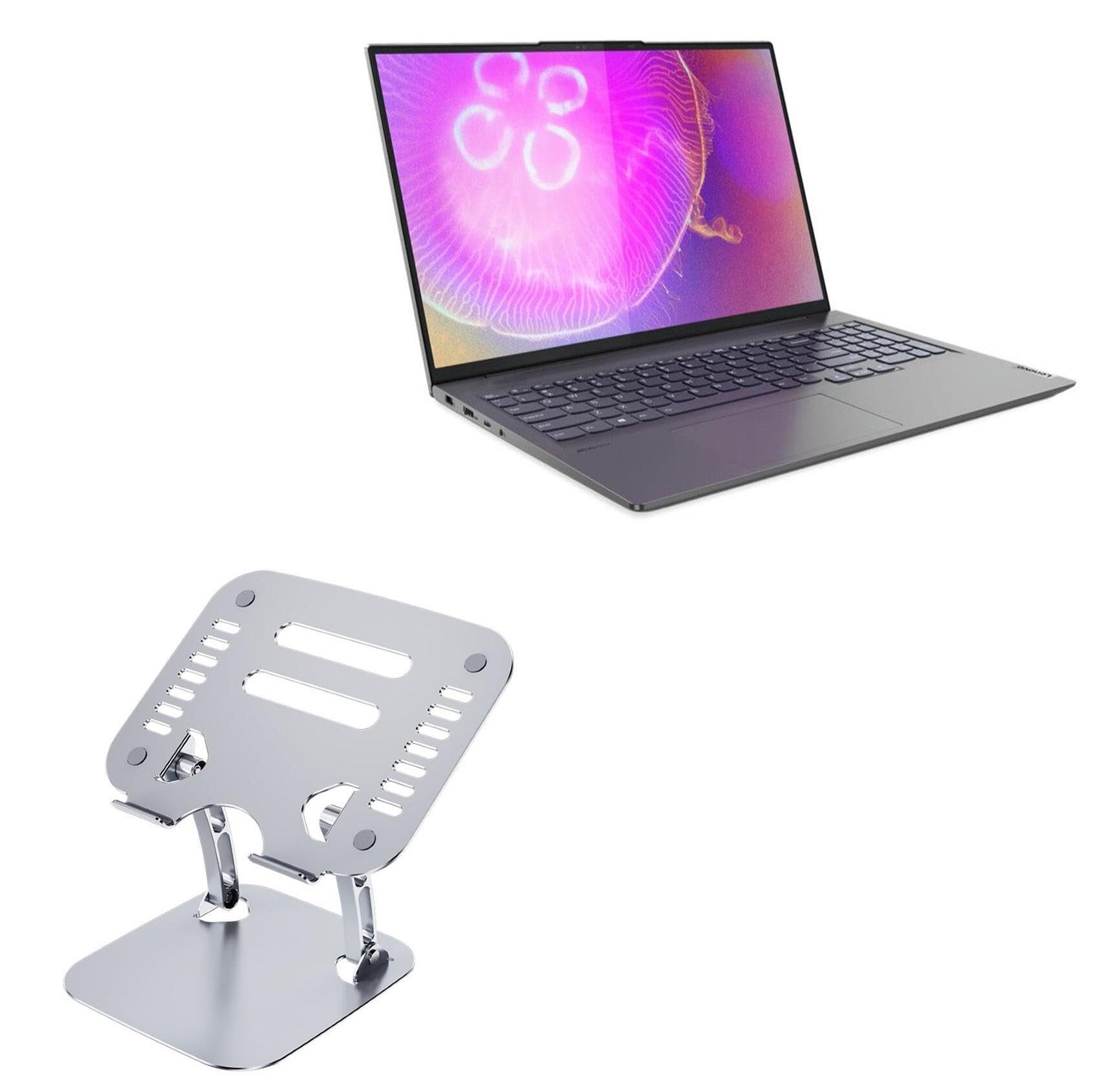 BoxWave Stand and Mount Compatible with Lenovo Slim 7 - Executive VersaView Laptop Stand, Ergonomic Adjustable Viewing Angle Metallic Riser - Metallic Silver