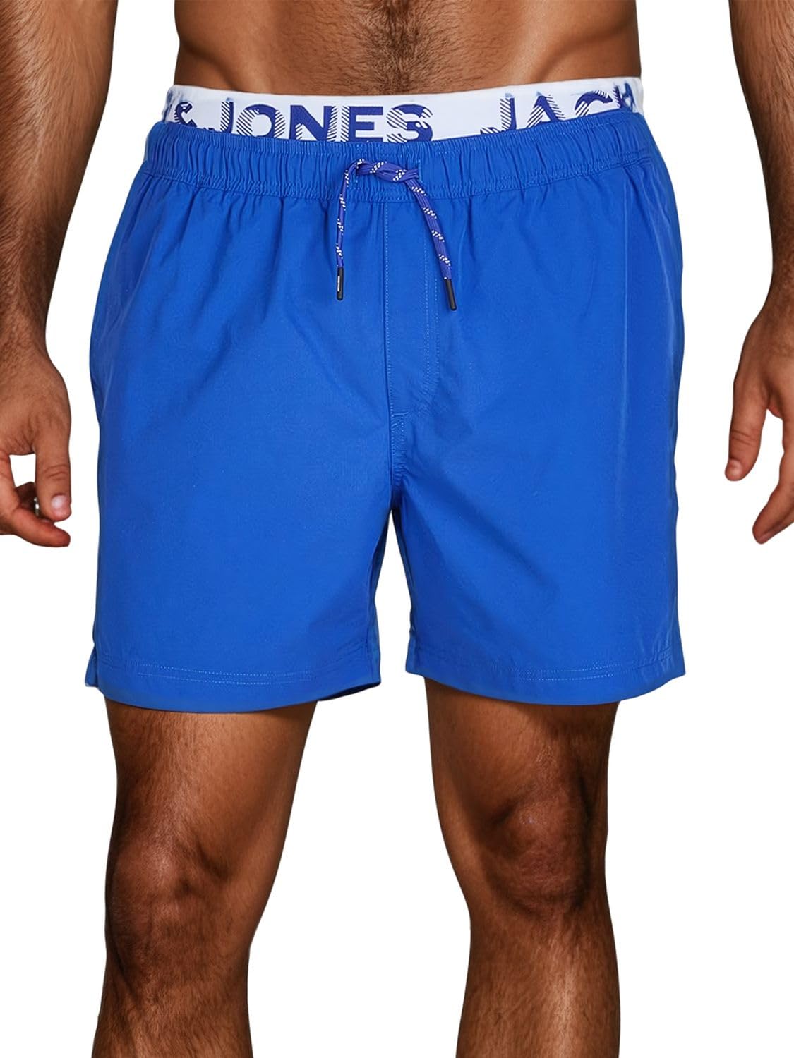 JACK & JONES Kąpielówki męskie długie szorty kąpielowe podwójny ściągacz Maui JJSWIM krótkie spodenki kąpielówki szorty czarne niebieskie koralowe S M L XL XXL 3XL