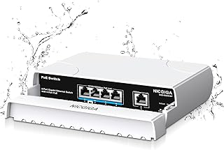 Outdoor Waterproof 4-Port Gigabit PoE Switch with 4 Port PoE+@78W + 1000Mbps Uplink Port, NICGIGA 5 Port IEEE802.3af/at Power Over Ethernet Switch Unmanaged with VLAN Function, Plug & Play