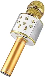 WS-858 Microfone de karaokê sem fio portátil, Player de karaokê portátil para celular Alto-falante HIFI Bluetooth embutido, Selfie 3-em-1 bateria de lítio recarregável Karaokê KTV MIC