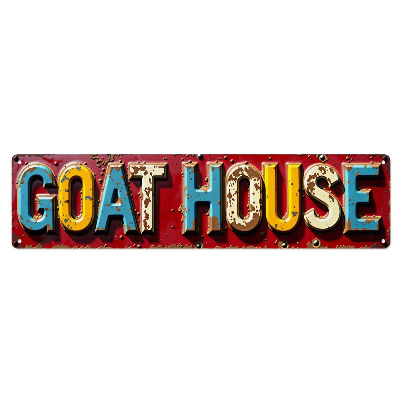 Ldfuieksufg Style Rectangular Goat House Rustic Color Wall Sign Farmhouse Decor Vintage Aluminium Metal Sign, Retro Wall Decor For Home, Bar, Garage & Farmhouse 10 * 40Cm