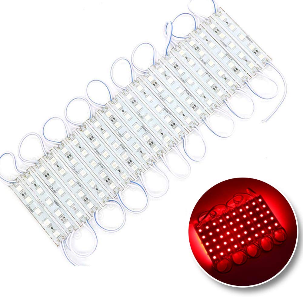 JIATONG 20PCS X 12V DC 5050 5leds Module 5 LED 5050 Module Store Front Light SMD Waterproof IP65 (Red)