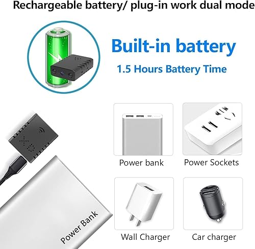 Miniatura 8 de Cámara WiFi inalámbrica más pequeña, cámara remota inalámbrica espía, cámara de seguridad WiFi 1080P, cámara IP portátil con visión nocturna,