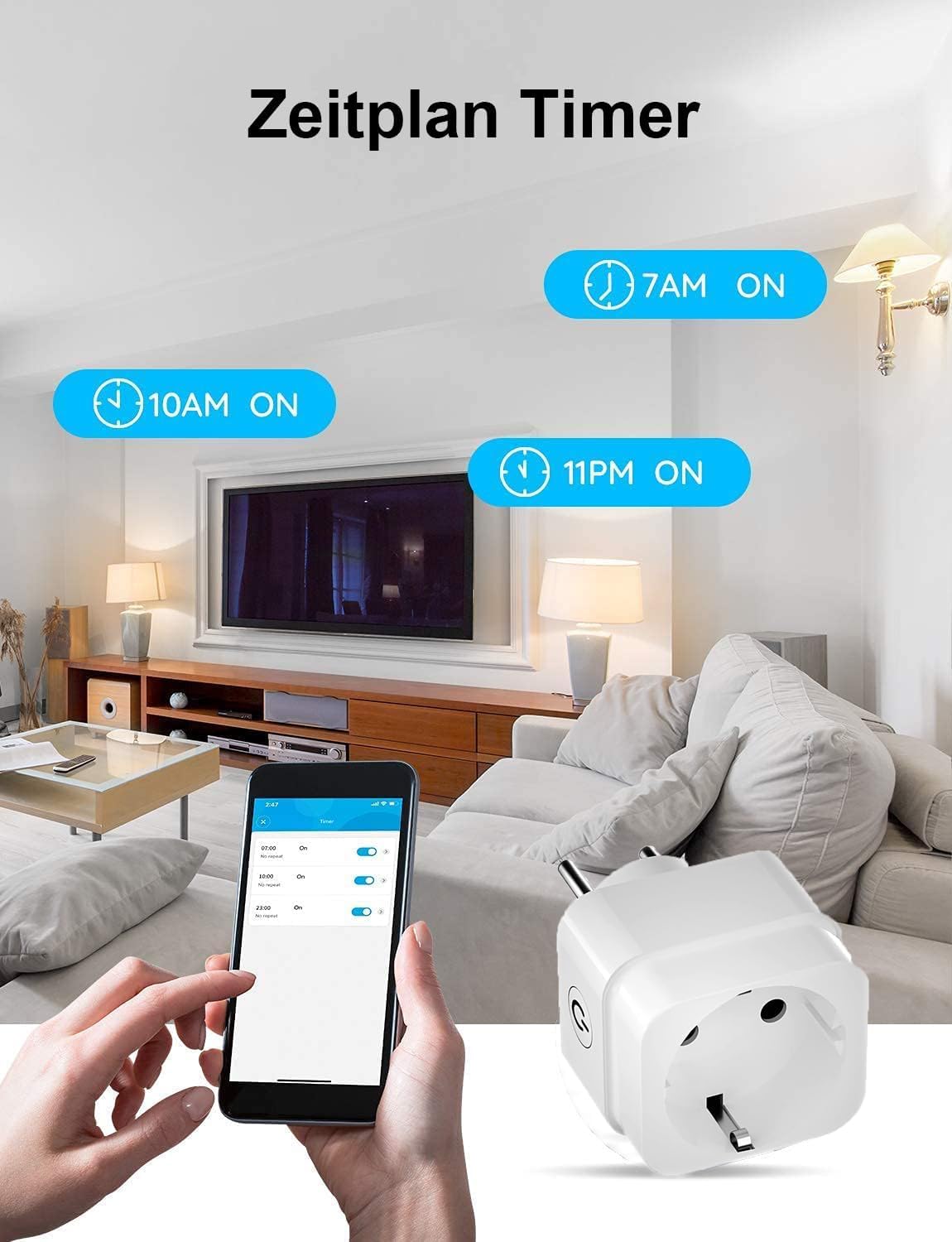 Enchufe WiFi, enchufe Alexa de 16 A, paquete de 4 unidades compatible con Alexa Echo y Google Home, no requiere concentrador, certificado CE y RoHS, solo admite redes WiFi de 2.4 GHz