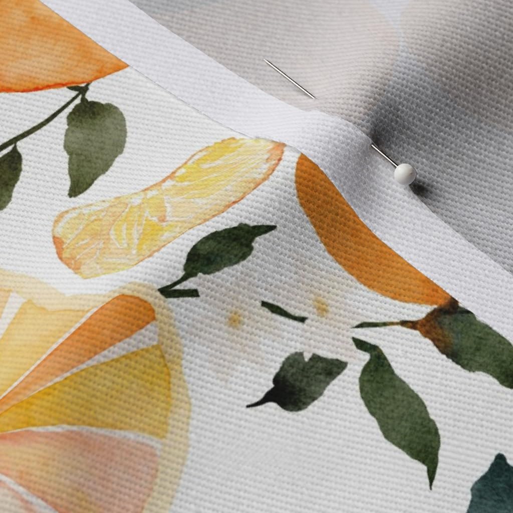 Spoonflower Fabric - Watercolor Fruit Summer Orange Citrus Modern Botanical Bright Printed on Denim Fabric Fat Quarter - Bottomweight Apparel Home Decor Upholstery