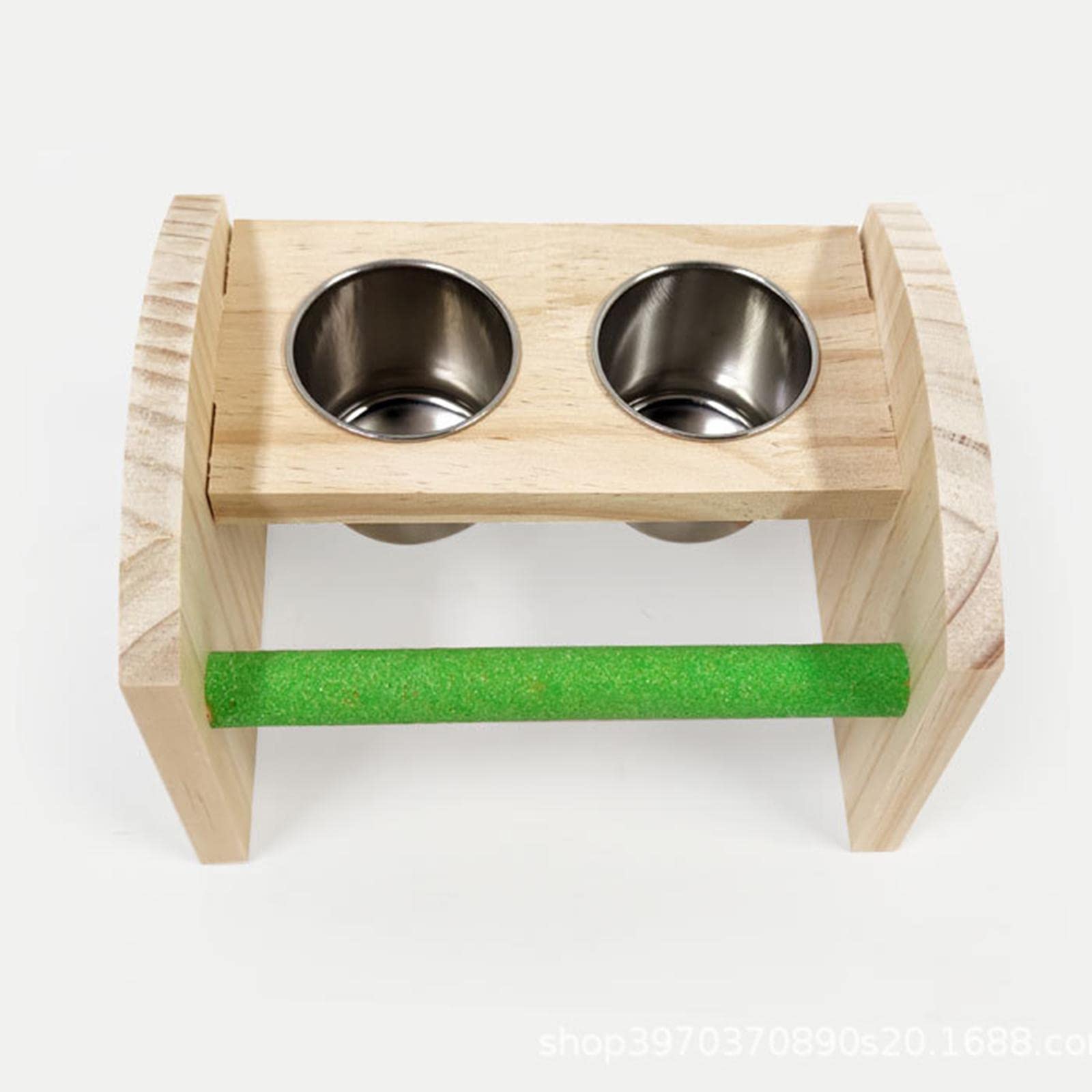 Papageien-Futterstation, Edelstahl, Vögel, Wassernapf, Schüssel mit Plattformständer, Futternapf, Futterspender, Sitzstange aus Holz for den Hinterhof im Freien/185