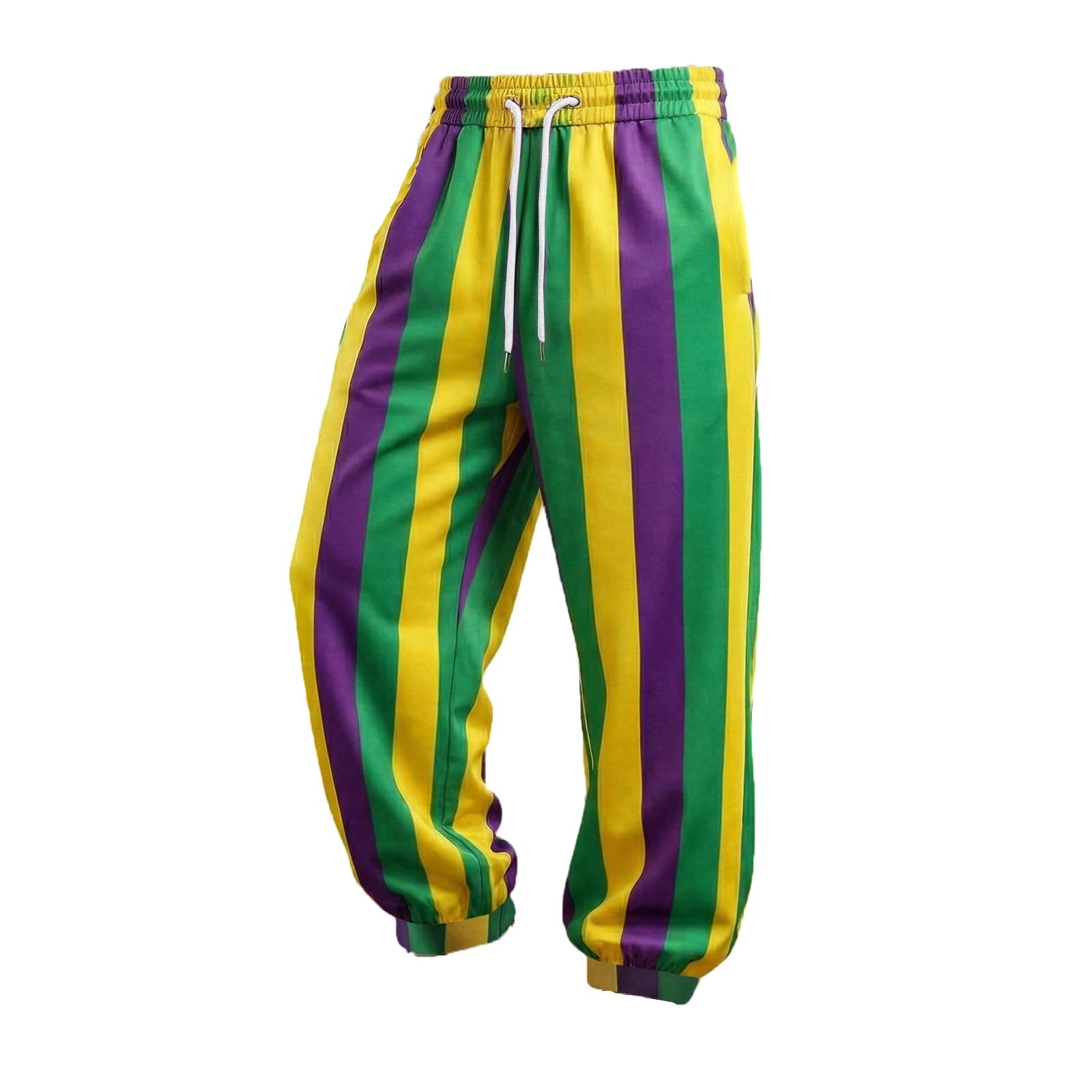 Générique Men's Harem Pants Clown Costume Carnival Clown Trousers Lapel Pattern Elastic Waist Casual Jogging Bottoms Pyjama Bottoms Baggy Pants, O Green, 3XL