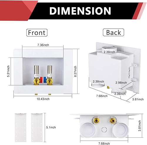 Miniatura 2 de EFIELD Doble drenaje 12 pulgada PEX conexión de crimpado x 34 pulgadas MHT lavadora caja de salida con martillo de agua de acero inoxidable