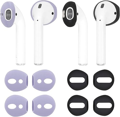 ( Fit in Case ) 4 Pairs Replacement Super Thin Slim Rubber Silicone Earbuds Ear Tips and Covers Skin for AirPods 2 AirPods 1 or EarPods Headphones