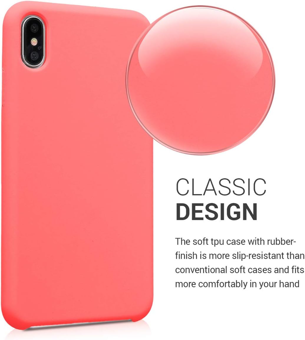 kwmobile Case Compatible with Apple iPhone Xs Max Case - TPU Silicone Phone Cover with Soft Finish - Neon Coral