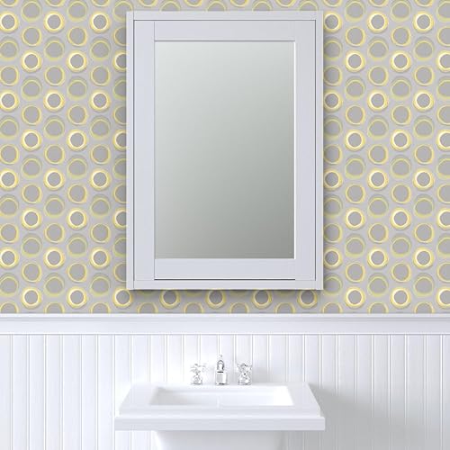 Miniatura 9 de Spoonflower Peel & Stick Wallpaper Swatch - Solar Yellow Mid Century Gray Mod Modern Abstract Circles Custom Removable Wallpaper