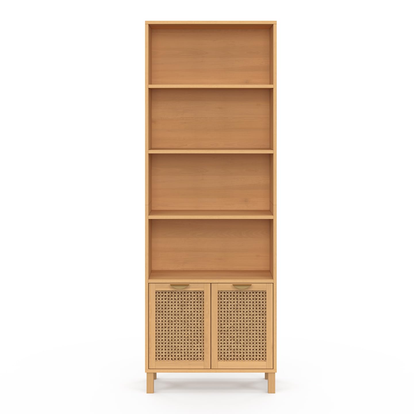 IDMarket - Etagère bibliothèque 4 Niveaux avec Placard EDHEN cannage et Bois