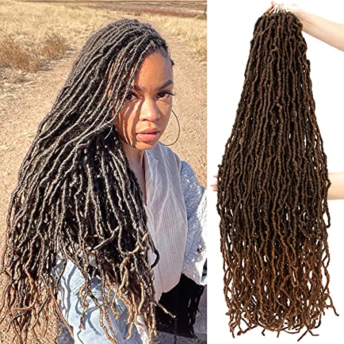 7Packs 36 Inch New Faux Locs Crochet Hair Soft Locs Crochet Hair Long Goddess Locs Braids Pre-Looped Curly Wavy Natural Locs Braiding Synthetic Hair Extended For Woman ( T30)