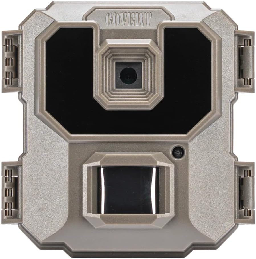 ముందు view of the COVERT MP9 trail camera, showing the lens and IR LEDs.