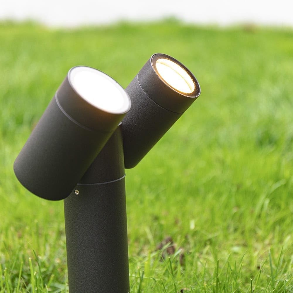 HOFTRONIC - 3 faretti da giardino a doppio LED Pinero con picchetto – GU10 orientabile a 317° – dimmerabile – 2700 K bianco caldo – Faretto da terra per alberi, arbusti, stagni e piante