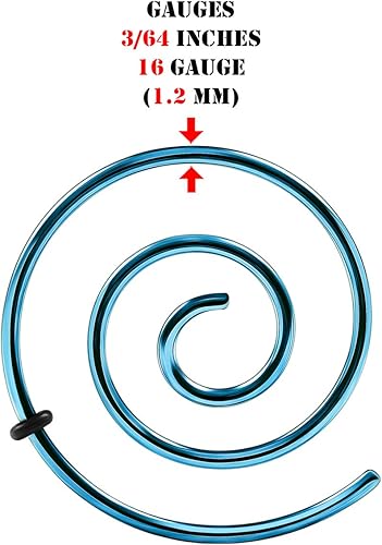 Miniatura 2 de Par de tapones expansores en espiral de acero quirúrgico anodizado azul claro 316L para piercings de joyería de oído estirador de carne pendiente