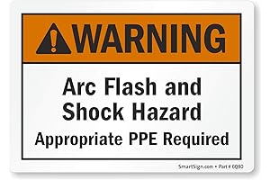 SmartSign Adhesive Vinyl Label "Warning: Arc Flash and Shock Hazard PPE Required"