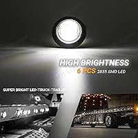 Vista 6 de TMH Luces marcadoras laterales redondas de 1-1/4 pulgadas, 6 luces LED de bala blanca, luces marcadoras LED de remolque, montaje en superficie