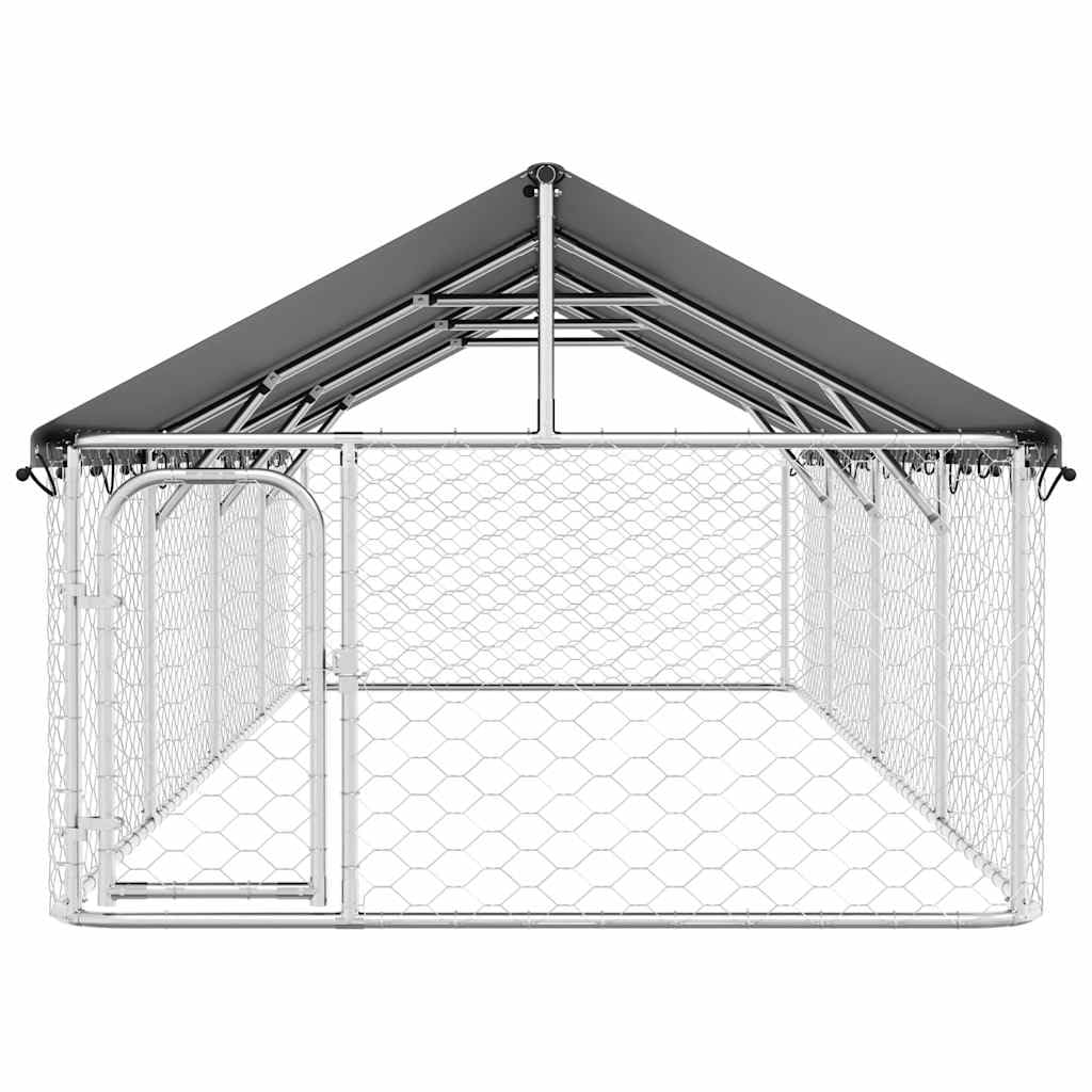 Perrera para perros al aire libre con techo 600 x 200 x 150 cm de acero galvanizado para jardín, caño para cachorros, caño para perros, cercado libre, entrenamiento, protección y seguridad en