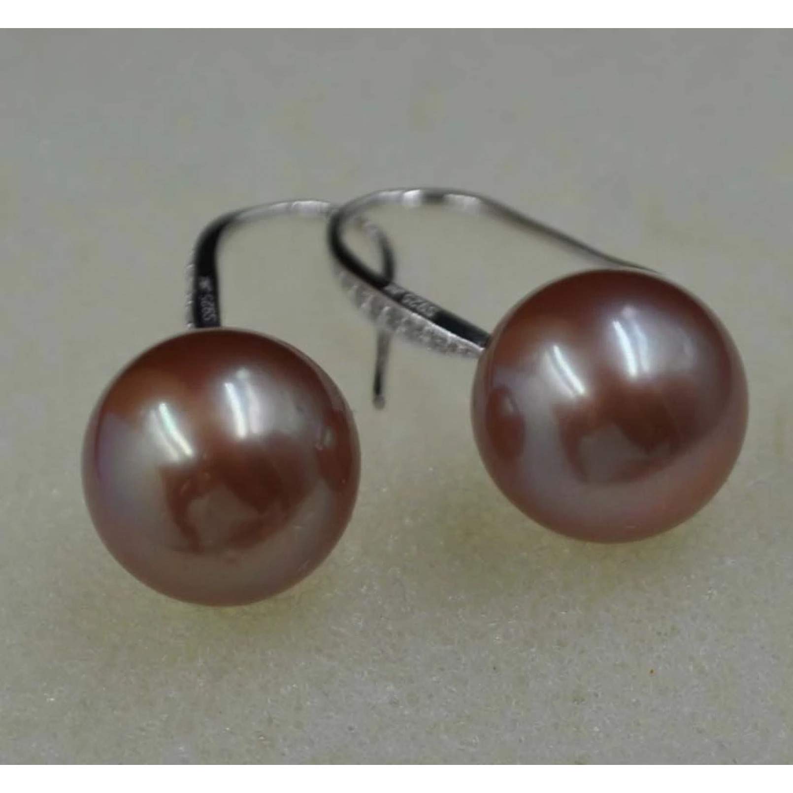 BAJIE Ohrring 12Mm Runde Purpur Perle Sterling Silber Anhänger Ohrringe
