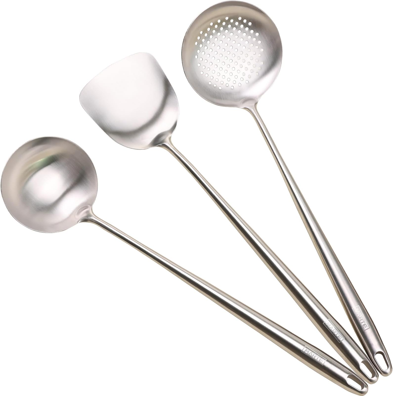 3 Pcs Wok Spatula and Ladle, Skimmer Ladle Tool Set, 304