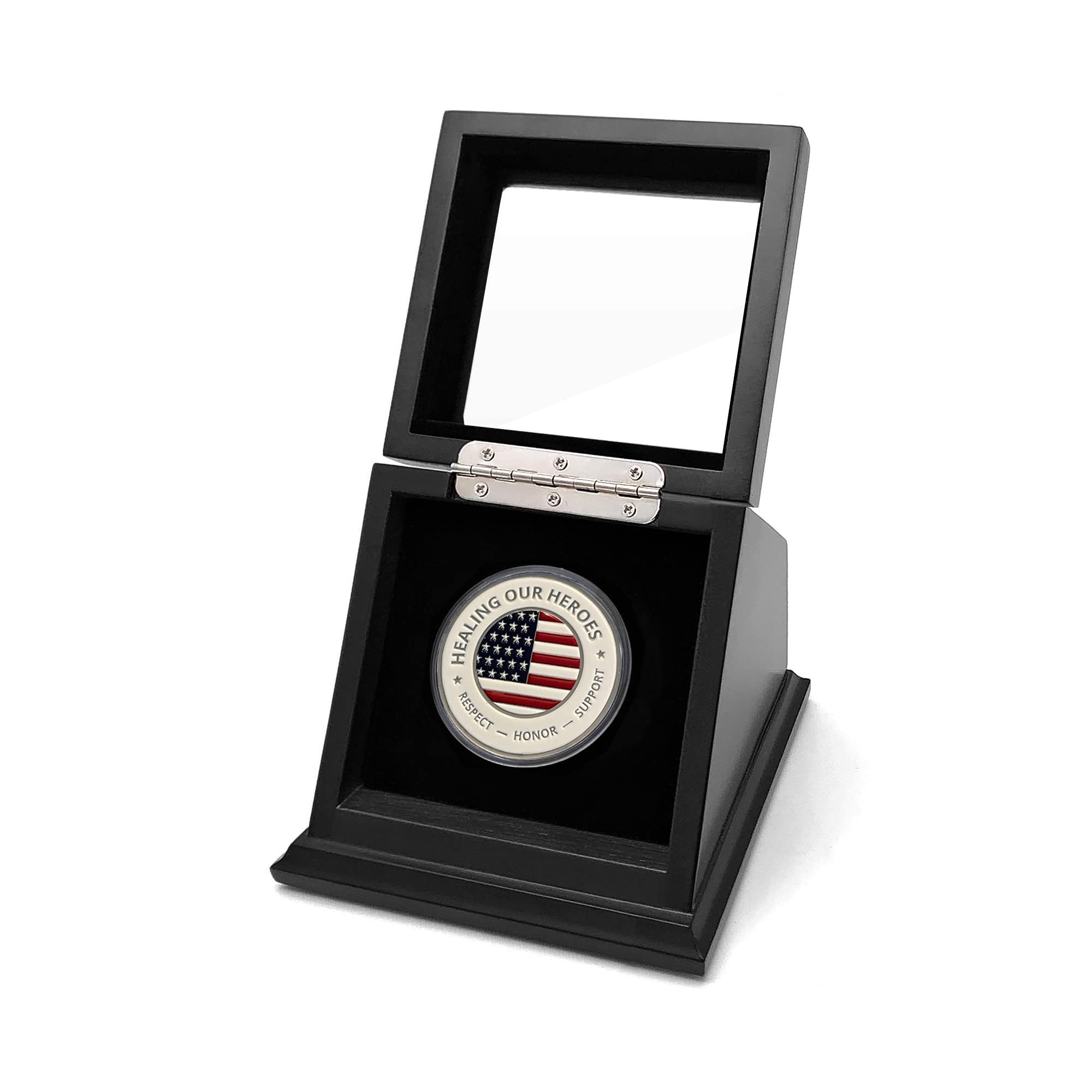 Chez Monett Challenge Coin Display Case 1.5-1.75 Inch 38-44.5 mm Coin Holder 1 Slot (Black, 1 Slot)