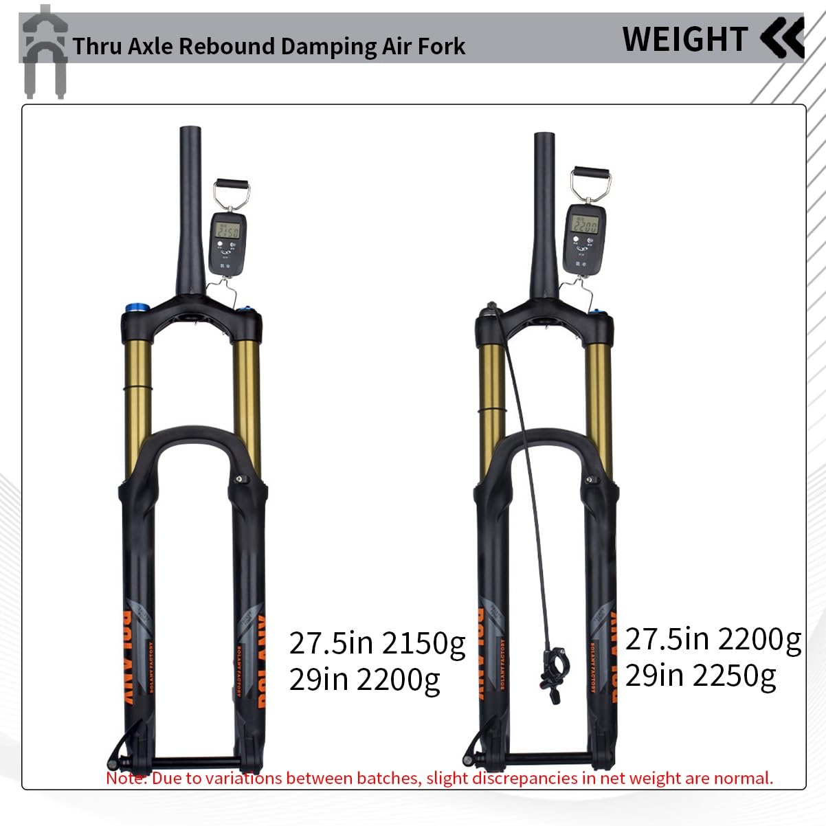 27,5/29" Forcella Air MTB Forcella Anteriore con Sospensione Boost Perno Passante 15x110mm 1-1/2" Freno A Disco Regolazione del Ritorno Escursione di 160mm(29'' Gold,Remote Lockout)