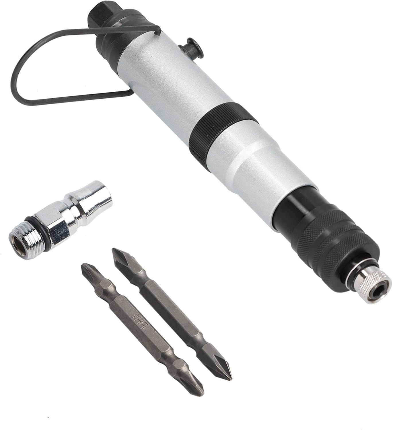 Pneumatic Screwdriver, 12-25N.M Adjustable Torque, Zinc Alloy, 1/4in Air Inlet, 1200rpm, Clockwise and Counterclockwise Rotation, for Home Decoration and Machinery