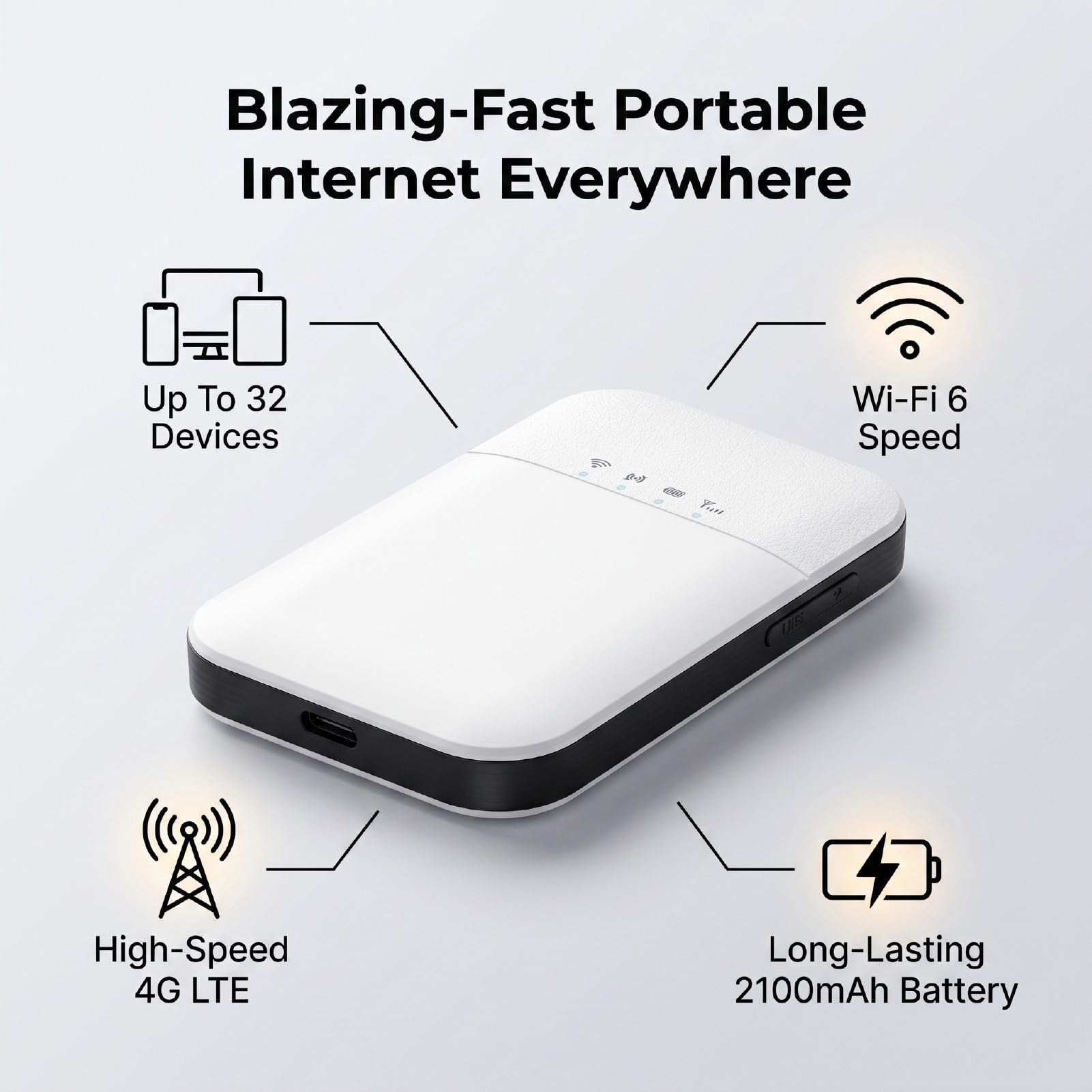 Tangxi Enrutador WiFi Móvil 4G LTE con Ranura para Tarjeta Micro SIM