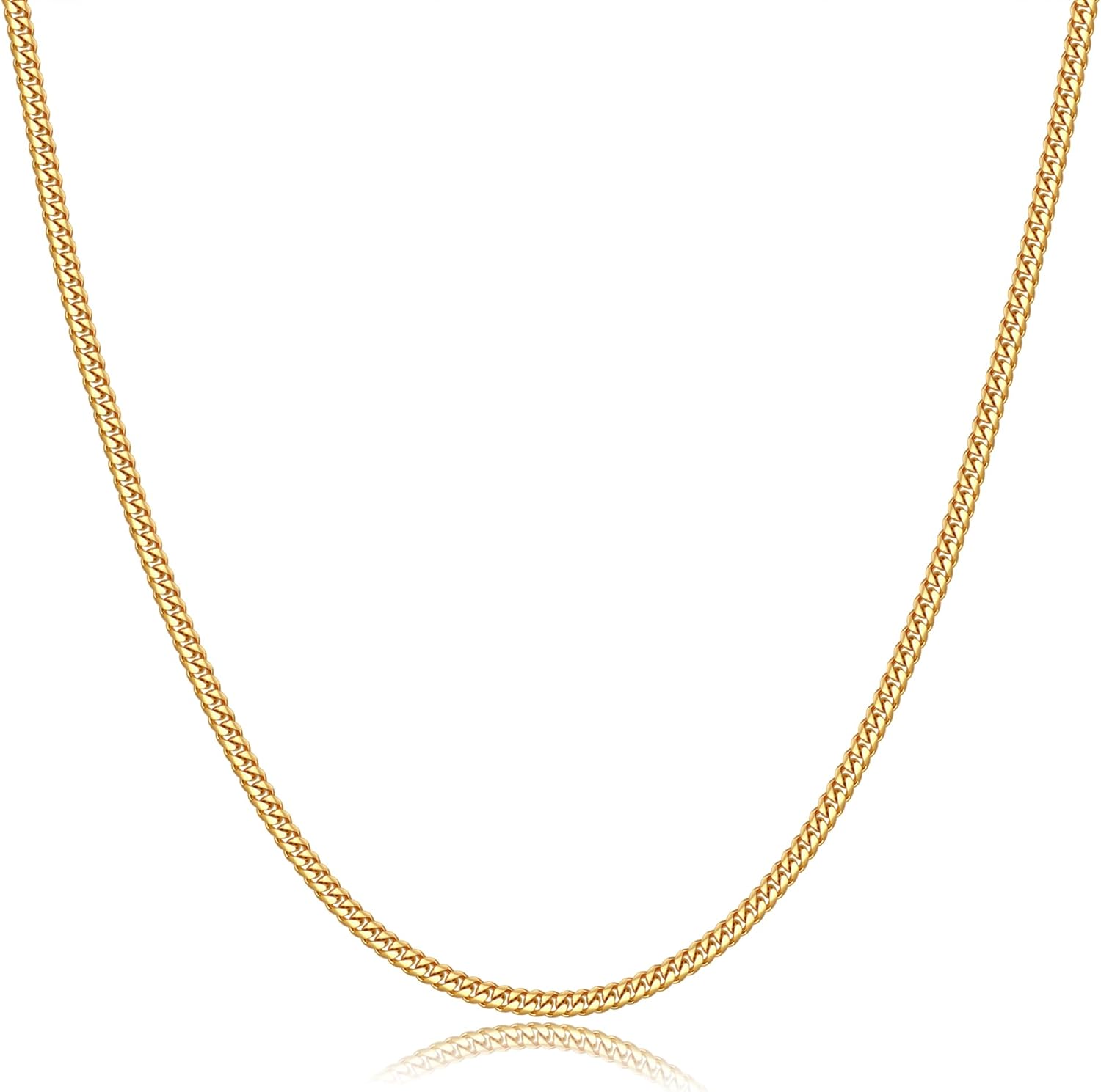 GLIVEOR Cuban Link Chain Necklace for Men & Women, 16 18 20 22 24 26 28 30 Inch Multi-Length Chunky Silver Chain, 3mm 3.5mm 5mm Widths