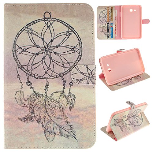 Skytar Samsung Tab3 7.0 Lite Etui,Housse pour Galaxy Tab 3 Lite 7,Folio Stand Pochette PU Cuir étui Coque pour Samsung Galaxy Tab 3 Lite 7.0 Pouces (SM-T110/T111/T113/T116),*Capteur de rêves Rose