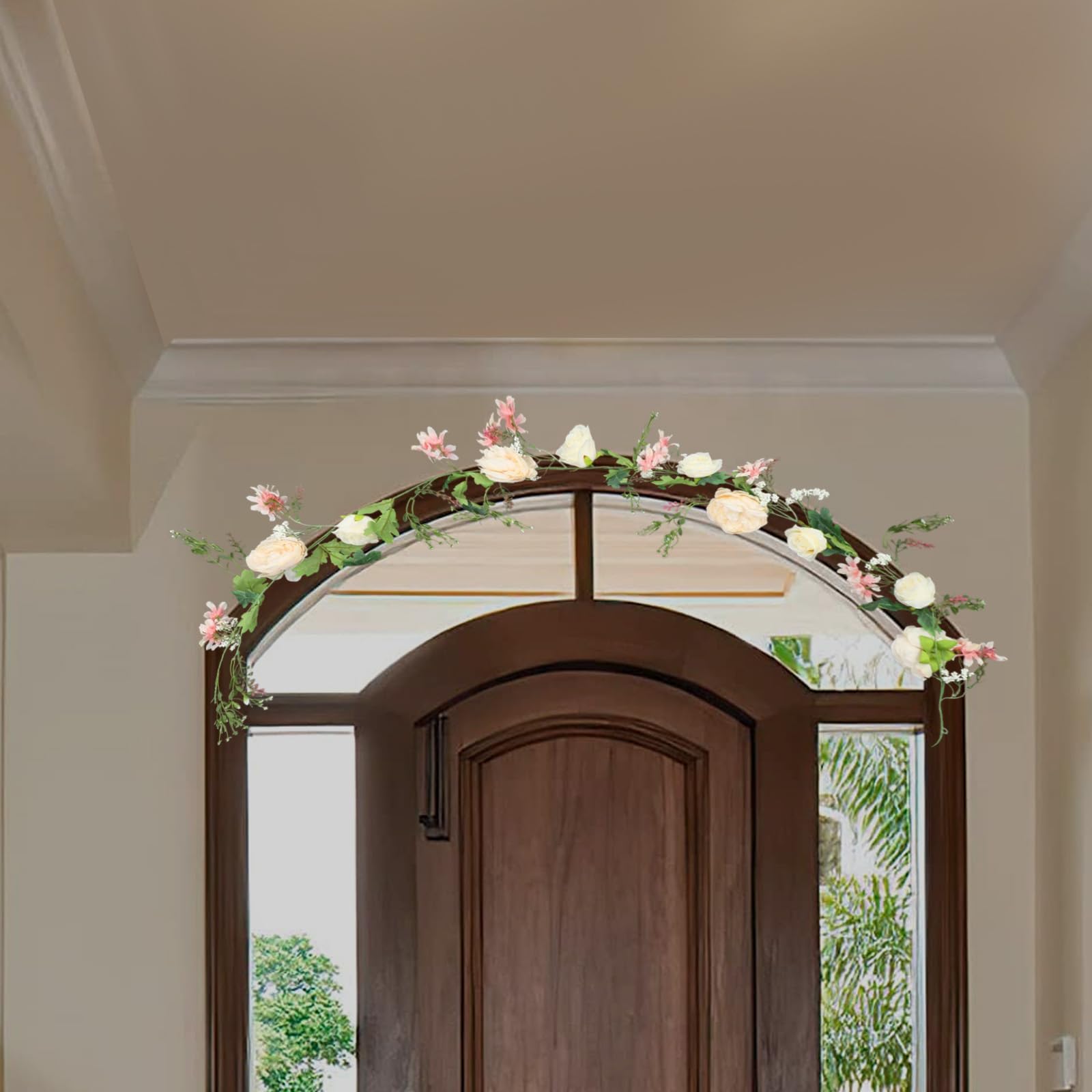 Guirnalda de flores artificiales de 180 cm, 6 pañuelos de seda, flores artificiales decorativas, guirnalda de flores artificiales para bodas, decoración de mesa, fiestas, paredes de flores