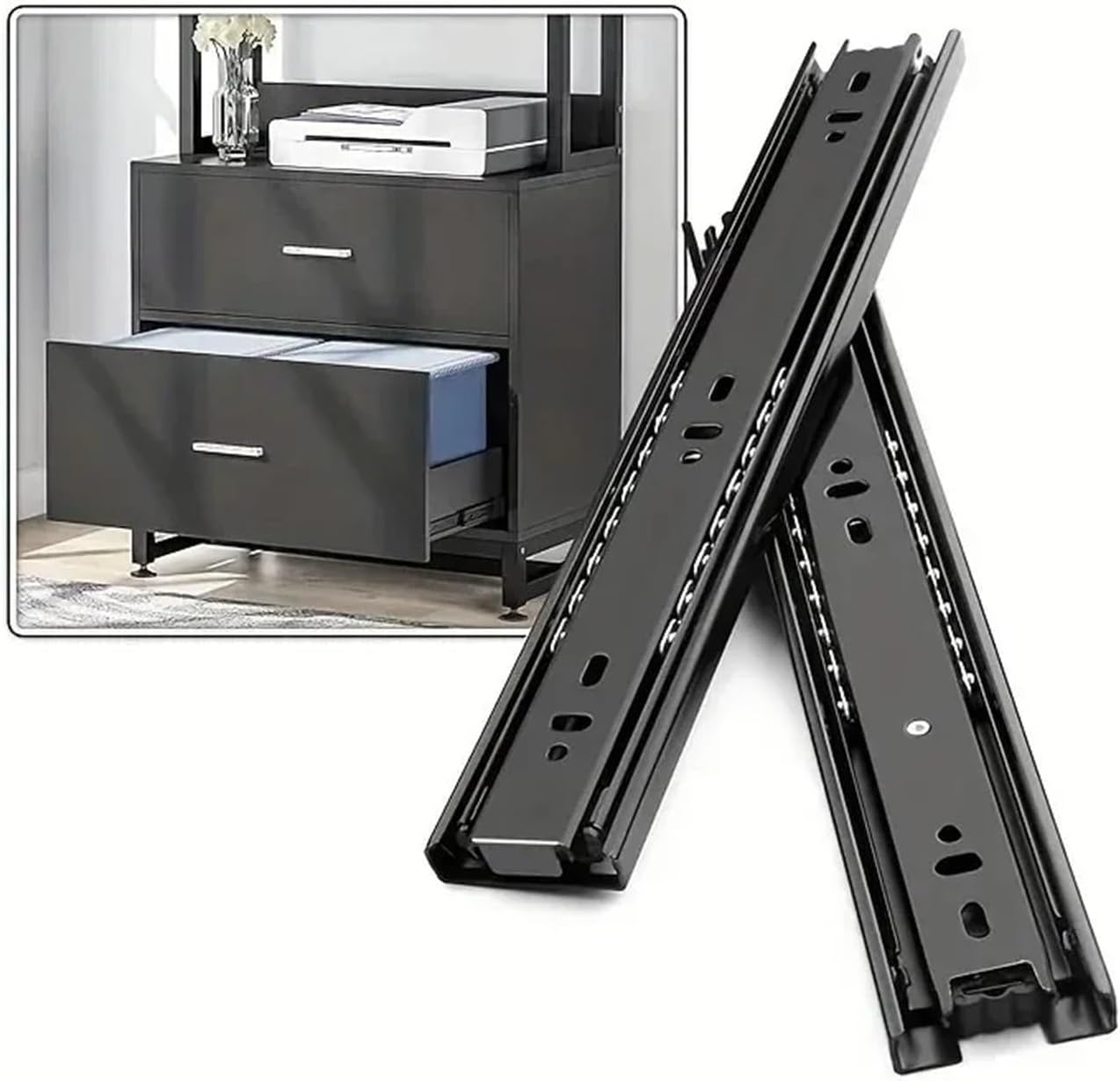 Three-Section Hydraulic Damping Silent Drawer Slides Guide Rail Hardware for Wardrobes(12 inches 30CM)