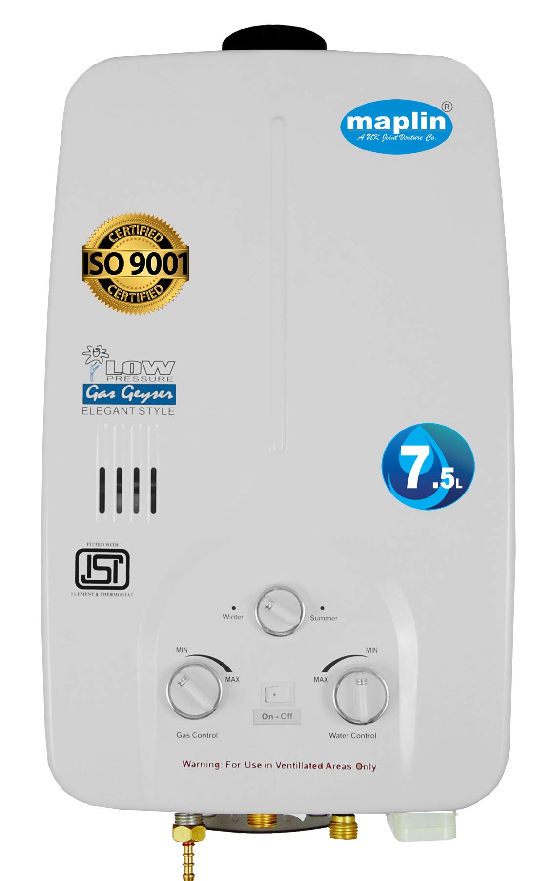 Buy Maplin Instant Water Heater (Gas Geyser) 7.5L litres with Heavy Pure  Copper Tank in wihte Online at Low Prices in India - Amazon.in