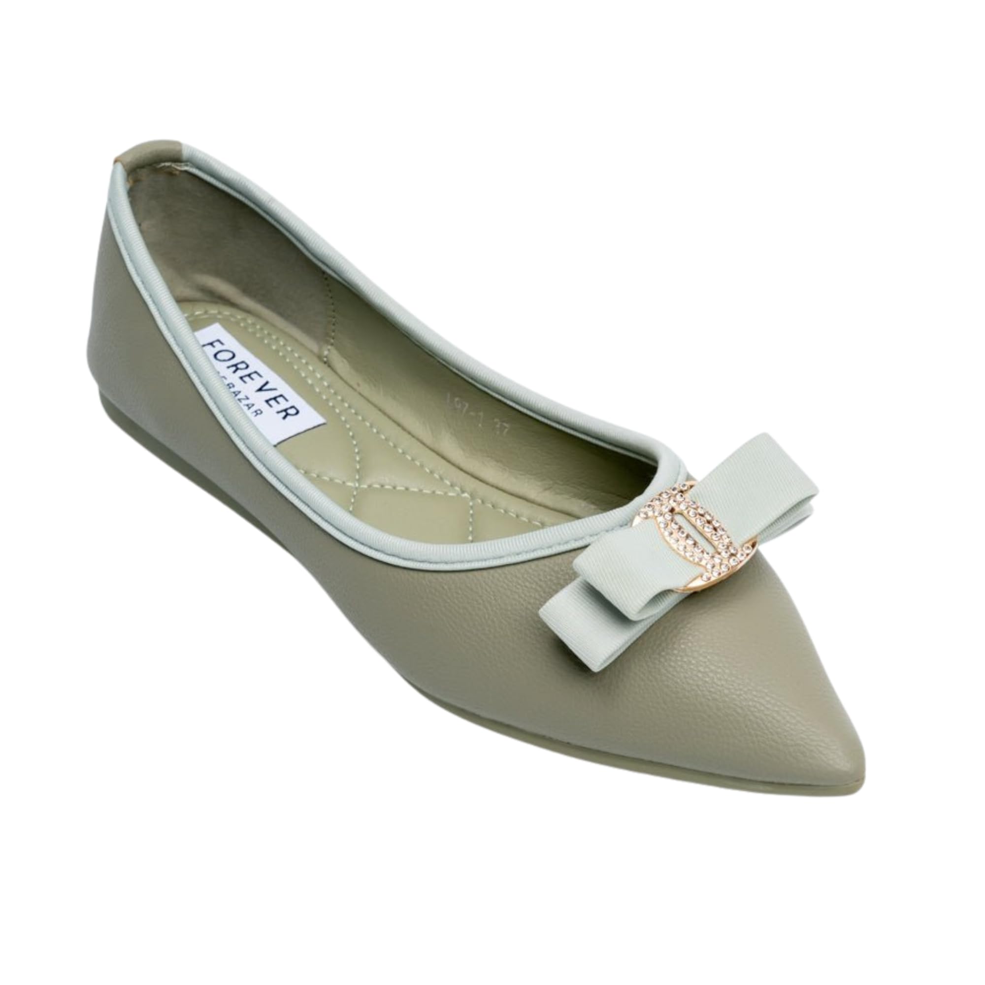 The Bella Bow - Women's Green Ballerinas | Casual-image-13