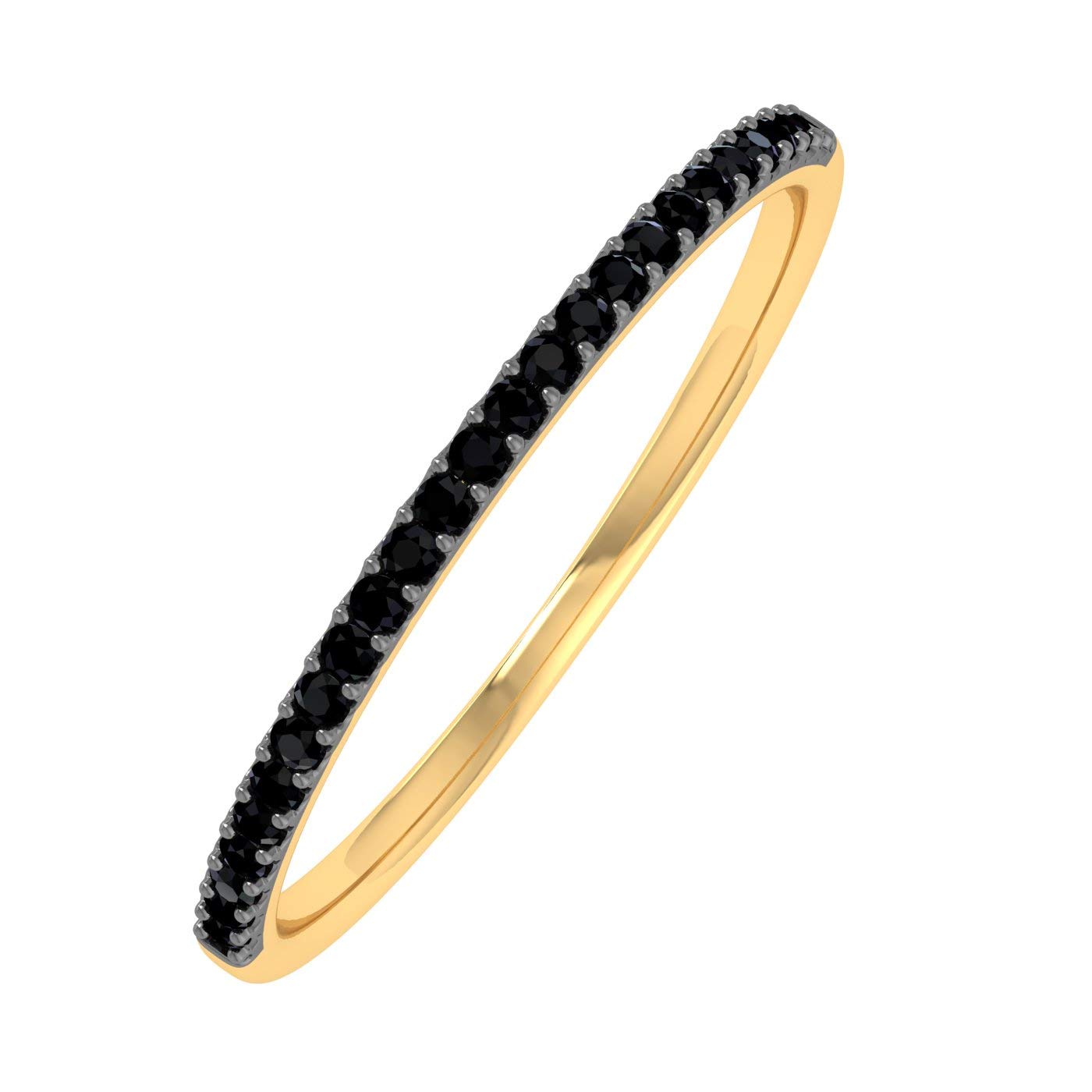 0.08 Carat (ctw) 10K Gold Round Black Diamond Ladies Dainty Anniversary Wedding Stackable Ring