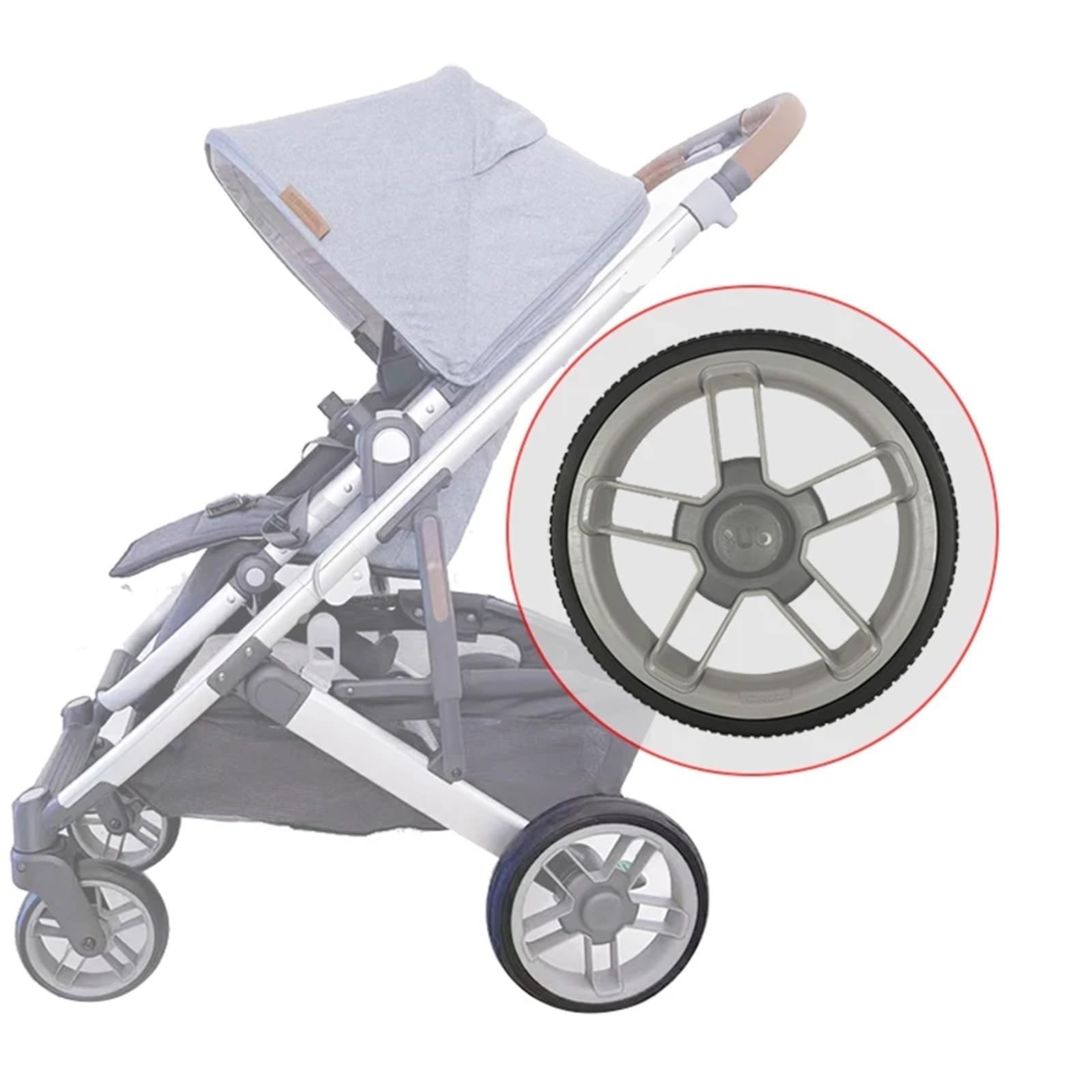 Neumático de rueda trasera para cochecito compatible con Uppababy Cruz V2 - Cubierta de neumático de poliuretano sin cámara para cochecito de bebé, accesorios de repuesto