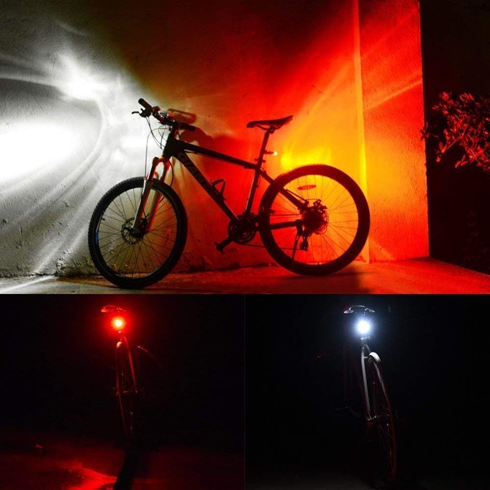 USB Rechargeable Bike Lights Set, Akale Super Bright LED Bicycle Lights Front and Rear, 4 Light Mode Options, 650mah Lithium Battery, Bike Headlight, IPX4 Waterproof, 2 USB Cables 4 Strap Included : Sports & Outdoors