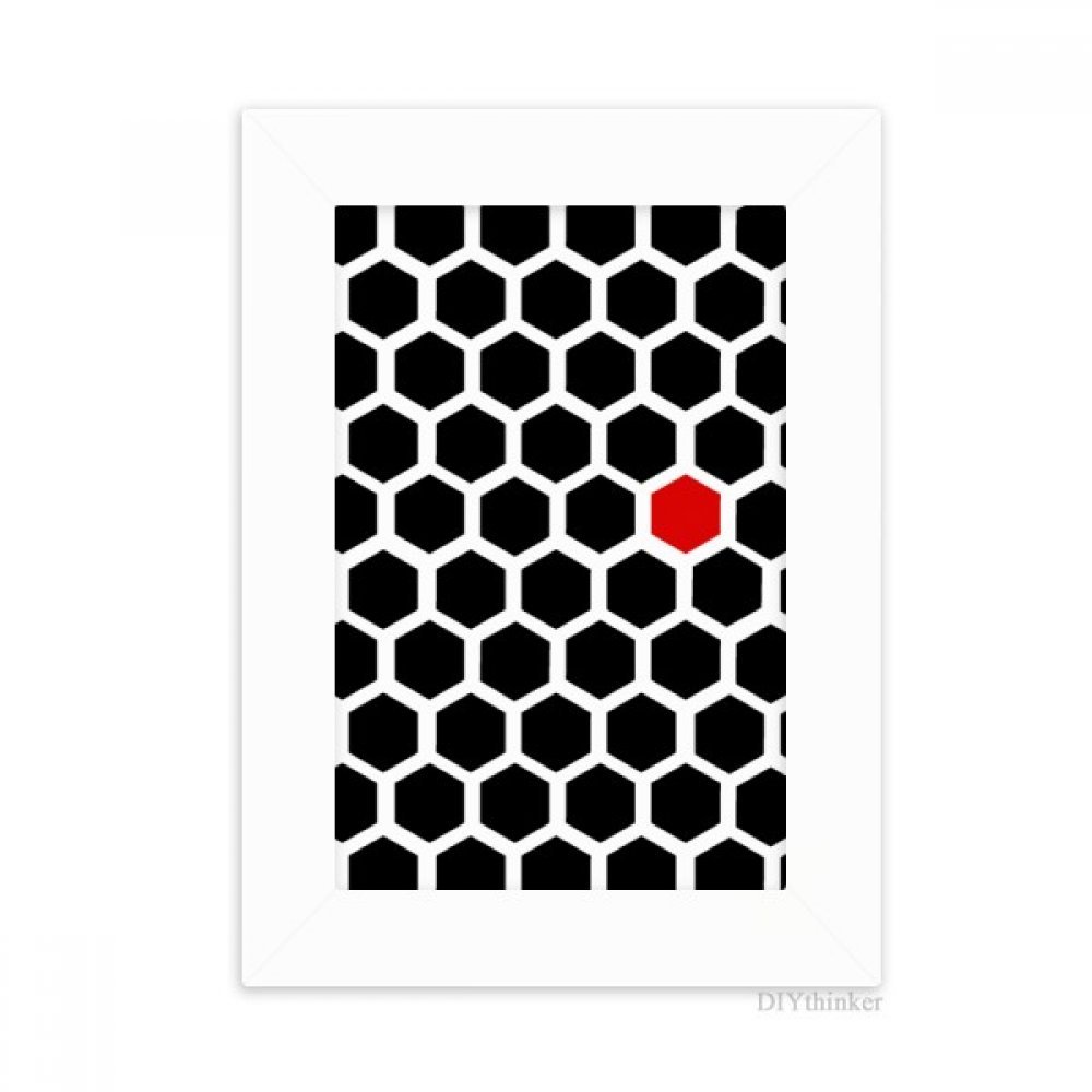 Marco de la foto del arte pintura blanca 5x7 pulgadas con diseño hexágono