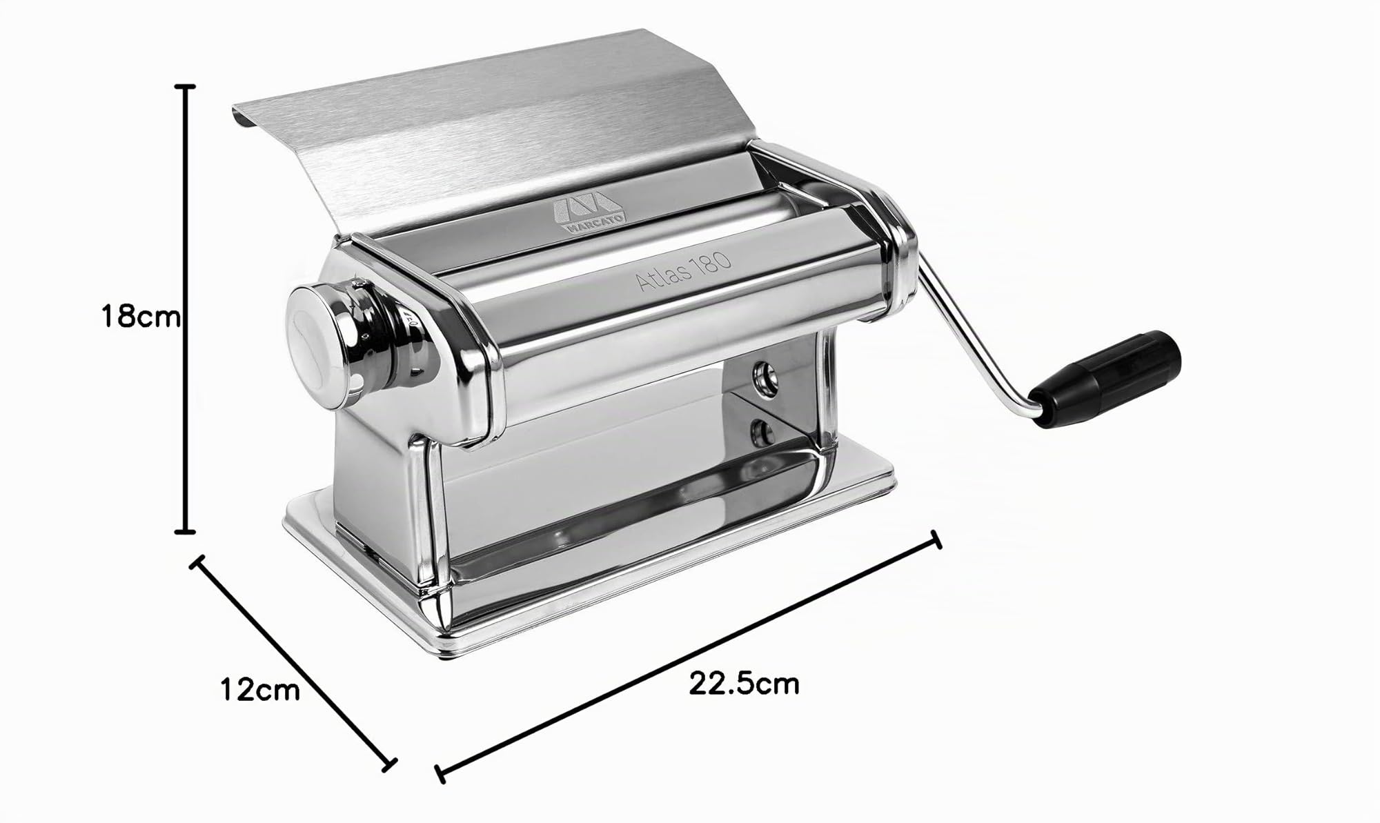 Marcato Máquina para Pasta Atlas 180 Slide, Pasta Maker, Cortadora de Pasta Fresca, en Acero Cromado, para Lasagne y Panificados.
