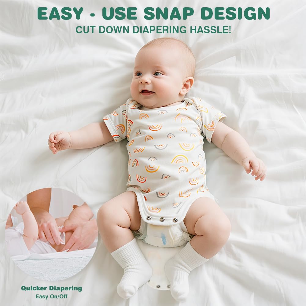 Vicloon Body Neonato e Neonata, Body a Maniche Corte in 100% Cotone, con Comoda Apertura, Unisex 0-12 Mesi, Idee Regalo Nascita