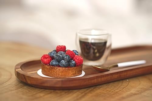 Miniatura 7 de Elsjoy Juego de 2 bandejas para servir de madera de acacia, plato largo de madera ovalada para charcutería para decoración del hogar, frutas, quesos,