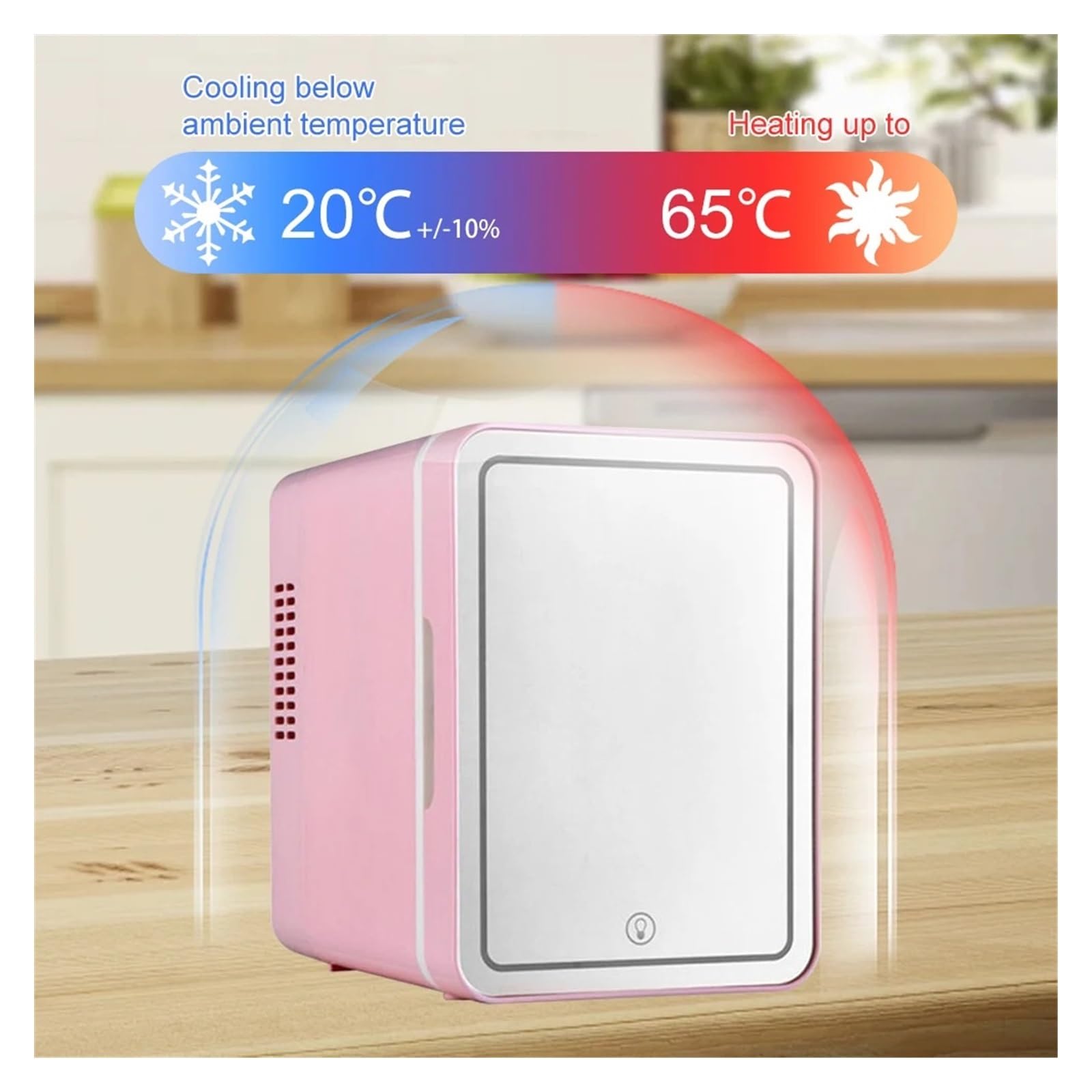 Mini refrigerador for Auto de 4L, con Espejo LED, for cosméticos y Cuidado de la Piel, Portal con reducción de Ruido, congelador pequeño, refrigeración rápida.(White-UK Plug)