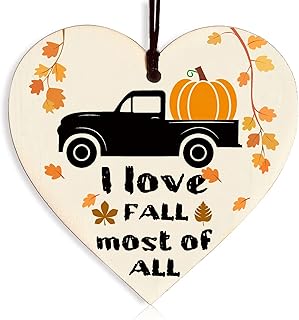 Fall Autumn Gifts Wooden Heart Sign Gifts Autumn House Decor, Thanksgiving Decorations Pumpkins, Maple Autumn Accessories Autumn House Decor Fall Autumn Gifts for Thanksgiving and Autumn