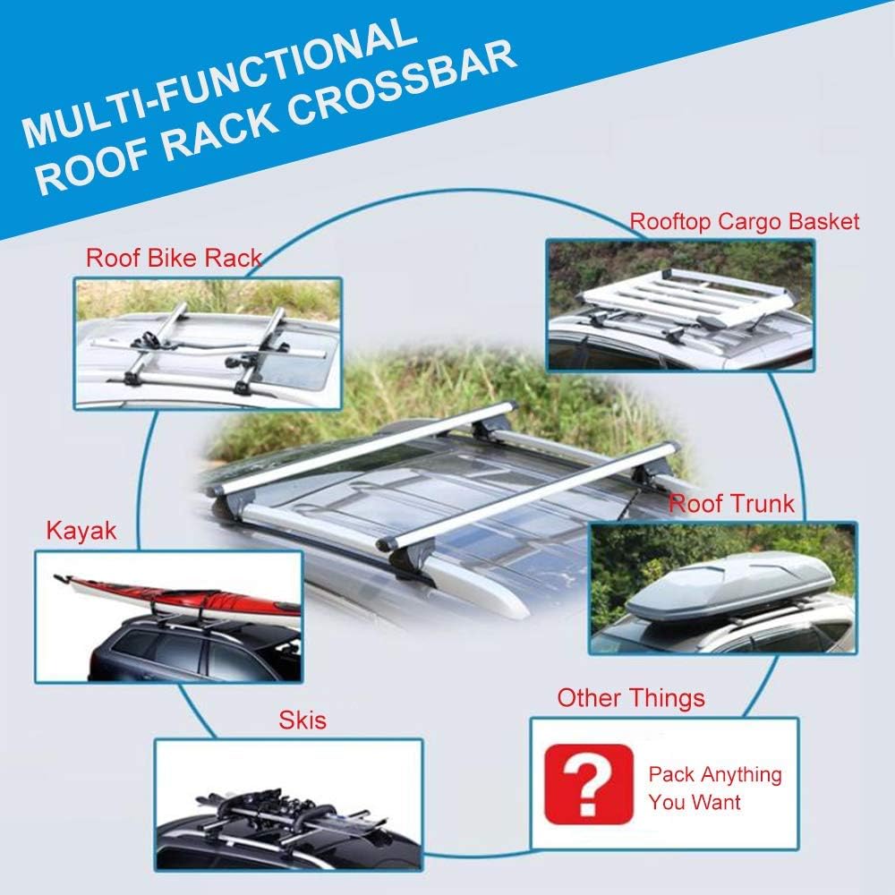 ECCPP Kayak Roof Rack Side Rails Fit for Toyota for RAV4 Sport Utility 2013 2014 2015 2016 2017 2018,Aluminum Cross Rails Luggage Cargo Carrier Roof Side Rails