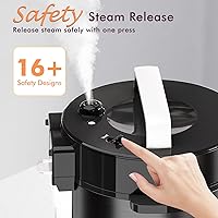 Vista 6 de Olla a presión eléctrica 9 en 1 de 6 cuartos de galón, color negro, olla de acero inoxidable, 12 funciones preestablecidas con pantalla táctil