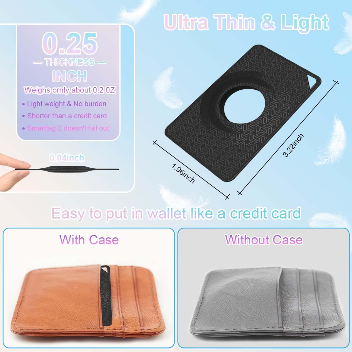 Apple AirTag – Lot de 2 étuis portefeuille ultra fins pour AirTag, taille de carte de crédit, compatible avec AirTag pour portefeuille/sac à dos/étui pour cartes/valise, anti-perte (noir Apple AirTag – Lot de 2 étuis portefeuille ultra fins pour AirTag, taille de carte de crédit, compatible avec AirTag pour portefeuille/sac à dos/étui pour cartes/valise, anti-perte (noir