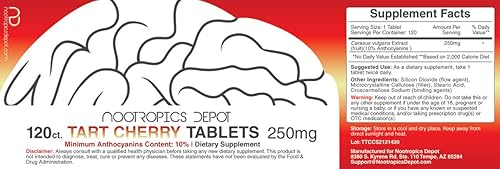 Miniatura 5 de Nootropics Depot Tabletas de extracto de cereza ácida  250 mg  60 unidades  10% antocianinas  Apoya los niveles equilibrados de oxidación e